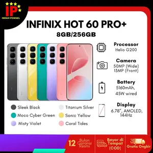 INFINIX Hot 60 Pro+ 8GB/128GB & 8GB/256GB - 1.5K 144Hz 3D-Curved AMOLED - Helio G200 - Garansi Resmi