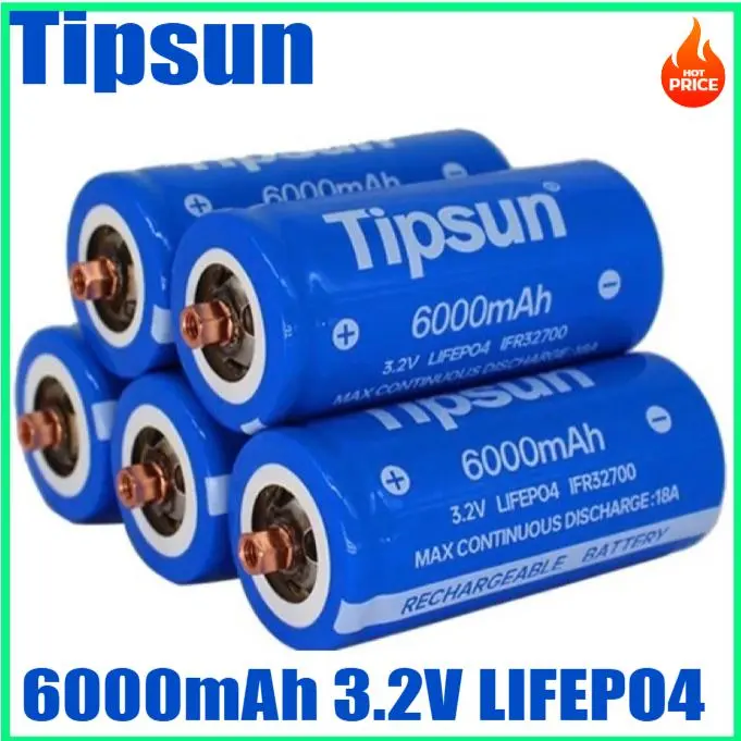 TIPSUN 100% ORIGINAL SCREW 6000mah 3.2V 32650/32700 Lifepo4 battery ...