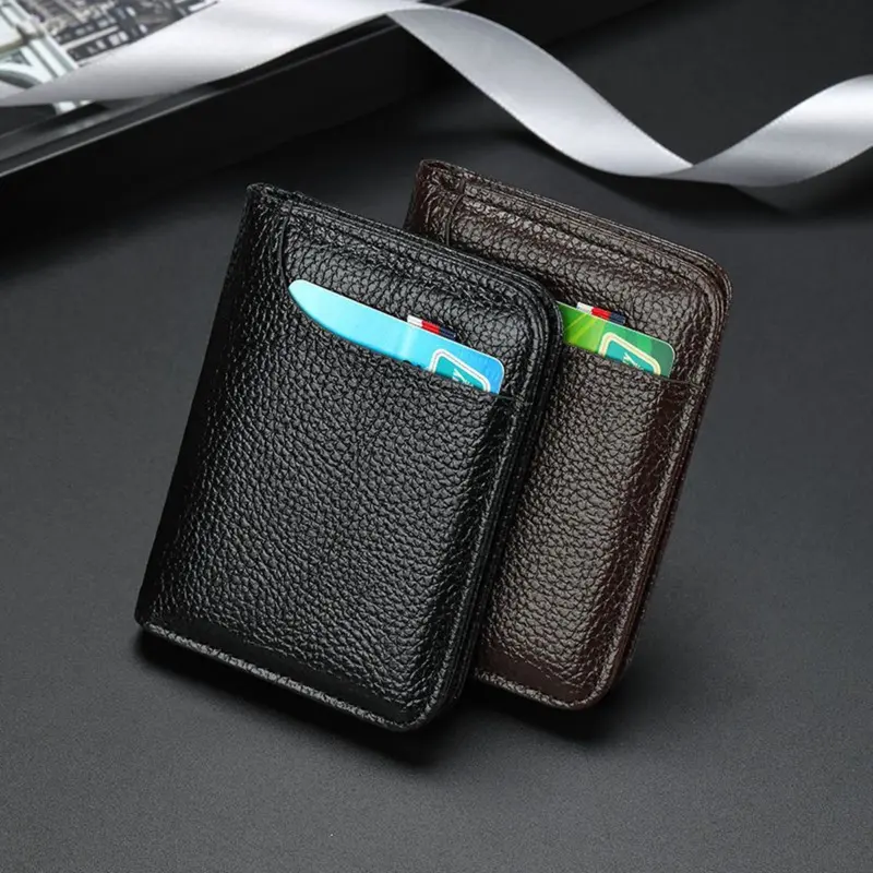 Men's Card Holder Thin Mini Wallet Card Storage Bag Unisex Exquisite Pu Coin Purse 1