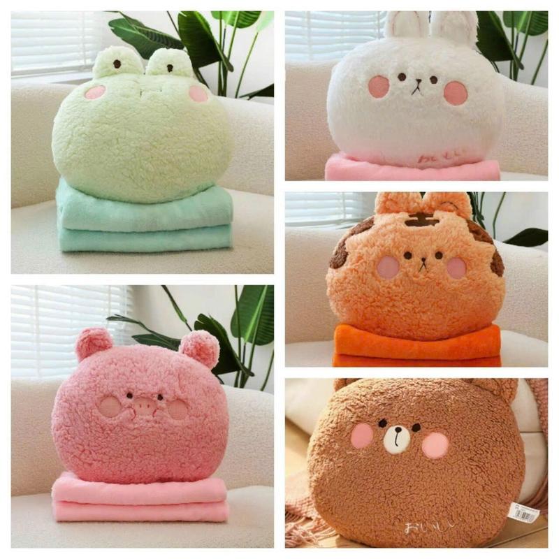 Chăn Gối văn phòng, Gối kèm mền, gối có mền bên trong hình thú lông cừu đáng yêu cho bé học bán trú, ngủ trua văn phòng, ngủ tựa lưng trên xe ô tô, du lịch giã ngoại tiện lợi