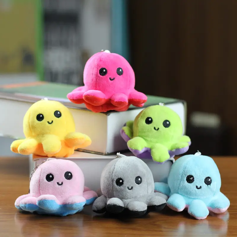 Rantai Kunci Plushie Sotong, Comel, Haiwan Kartun, Boneka Lembut, Loket Beg, Tema Variabel Warna dan Pertunjukan, Aksesori Kunci Kereta