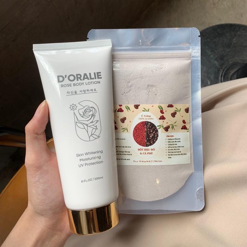 COMBO KEM BODY DƯỠNG TRẮNG D'ORALIE + BỘT ĐẬU ĐỎ CÀ PHÊ