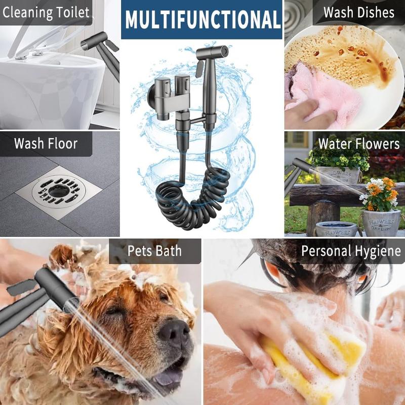 Product Introduction of Double Outlet Water Sprayer, Easy To Install Water Sprayer for Toilet Cleaning, Household High Pressure Washing Machine, Bathroom Cleaning Tool 5