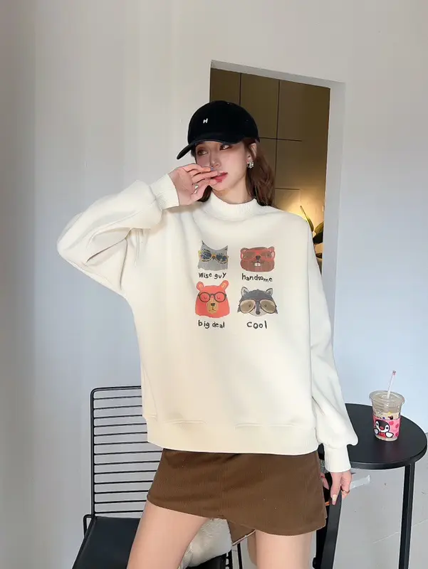 Áo sweater cổ tròn SKINI nam nữ form rộng phong cách Hàn Quốc S25 - Top, Hoodie 3