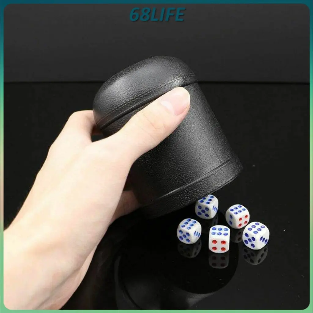 [M'sia Stock] Dice Cup Pu Leather With Soft Velvet Interior Shake Dice Cup Pu Leather With High Quality Acrylic Dice