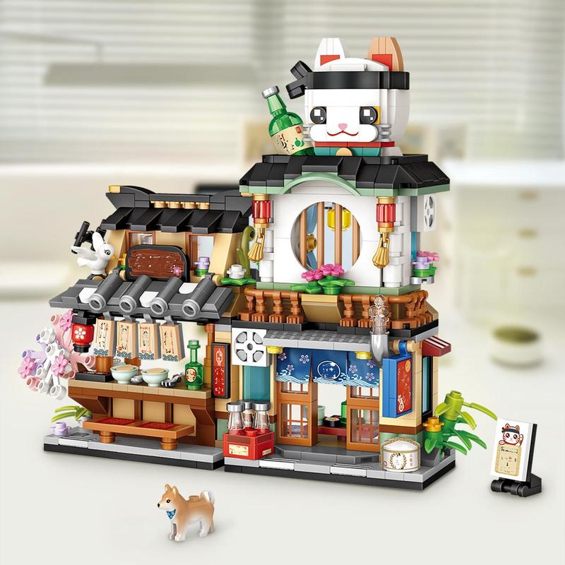 789pcs/set Japanese Restaurant Building Blocks Set, Creative DIY Building Blocks Toy For Kids 1