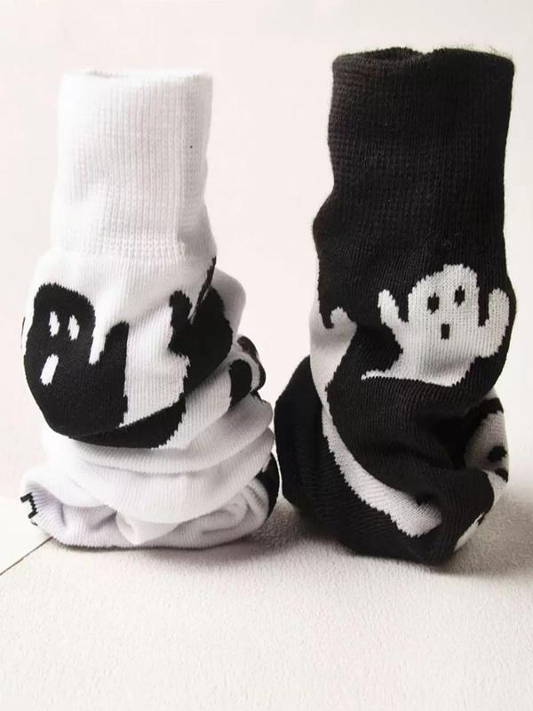 Women's Streetwear Halloween Ghost Print Crew Socks, Y2K Wear Streetwear, Mid-calf Long Socks, Women Socks for All Seasons, 2024 Trendy Matching Seamless Socks, Autumn Wear Autumn Winter Wear, Womenswear 3