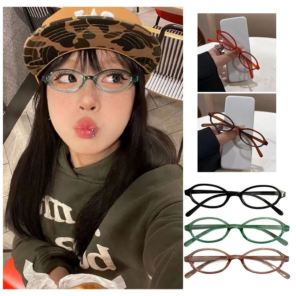 Gọng Kính Hình Bầu Dục, Phong Cách Cổ Điển Gọng Kính Mắt Vuông, Thiết Kế Mới, Màu Xanh Dương Cổ Điển Chống Ánh Sáng, Thích Hợp Cho Các Cô Gái Nóng Bỏng, P7J3