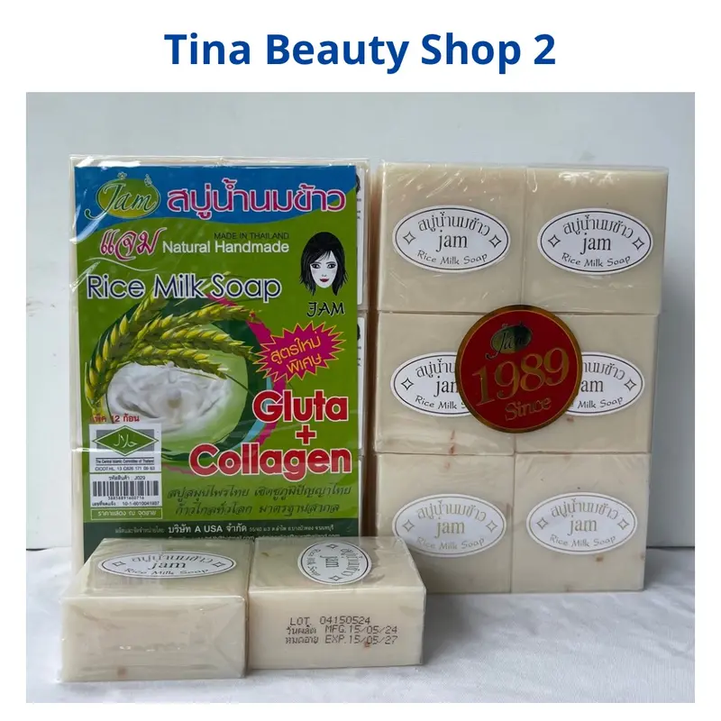 Lốc 12 Cục Xà Phòng Cám Gạo Thái Lan Xà Bông Nghệ Jam, Cam Galong Xà Phòng Tắm (Date 2027) 3