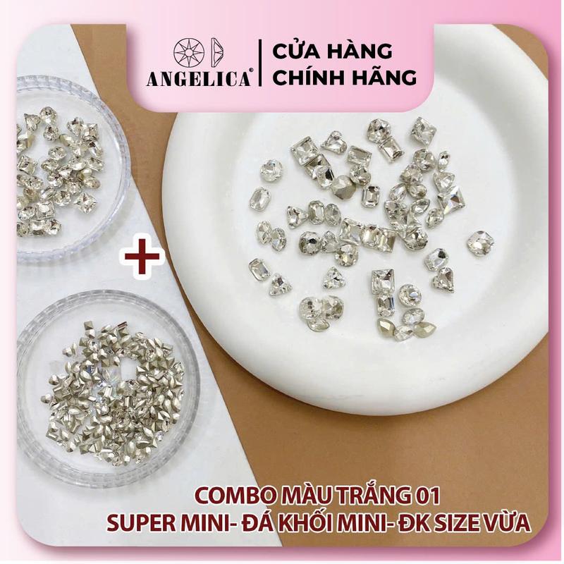  COMBO 3 set Đá khối Size Supermini + Mini + SIze VỪA - Đá Nail Chính Hãng ANGELICA Nữ Women 