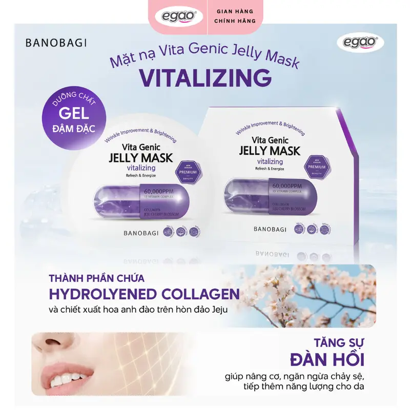 [Live] Combo 10 Miếng Mặt Nạ Banobagi Cấp Ẩm, Dưỡng Da, Vita Genic Jelly Mask 300g – Egao 4