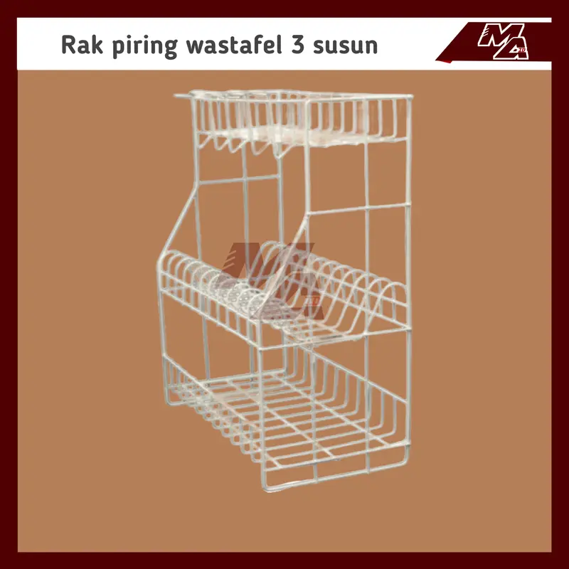 Rak piring dapur/anak kos/wastafel 3 susun aesthetic bahan besi coating premium quality anti karat 2