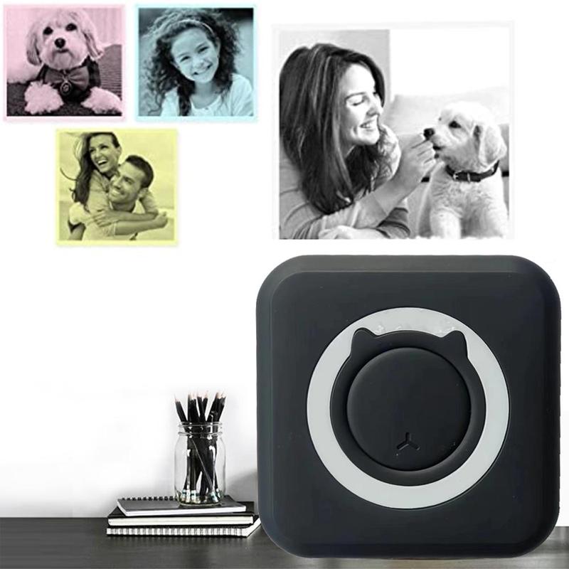 Portable Mini Thermal Printer, 1 Set Wireless Photo Printer with 1 Roll Paper, Pocket Inkless Multi-function Instant Photo Printer, Rechargeable Label Printer 2