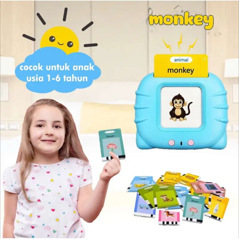 IYYO KIDS | Flash Card Suara Mainan Kartu Edukasi Anak Bilingual Early Education Pengenalan Kosakata Bahasa Inggris-Indonesia dalam Pendidikan Dini 7