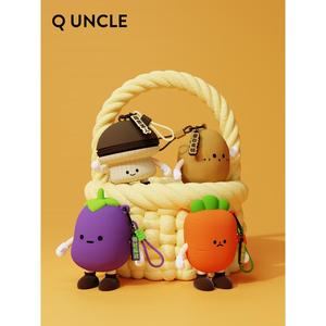 Beg Mini, Versi Q Uncle Sayuran, Reka Bentuk Comel, untuk Kanak-kanak, dengan Kunci untuk Tukar Fon Telinga, Anak Patung Kartun Wanita, Sesuai untuk Beg Kosmetik