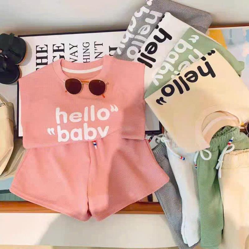 COMBO 3 Bộ đồ 3 lỗ bé gái mẫu HELLO BABY sz9-38kg chất su co dãn 4 chiều quần áo bé gái mùa hè 7