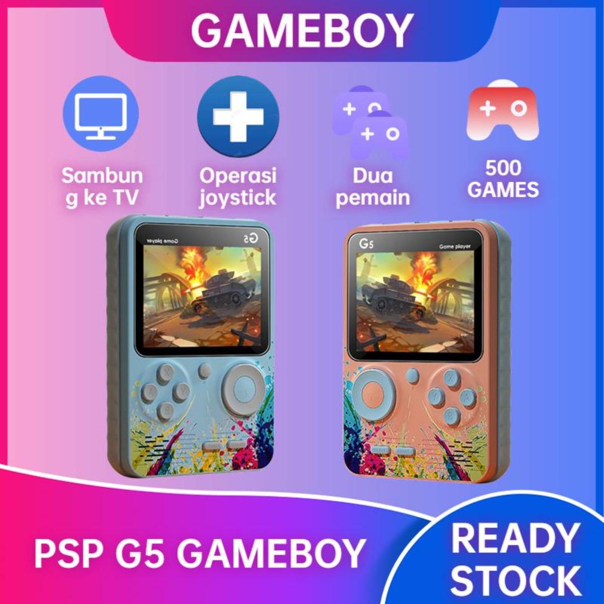 Konsol Game Boy Portable Retro Klasik, 500+ Game Bot Dalam, Kompatibel TV & Gamepad, Baterai 1000mAh, dukung 2 Player Stick G5, Hadiah Ideali untuk Fans Game Retro & Hiburan Berdua, Kualitas Terbaik untuk Pemain Game
