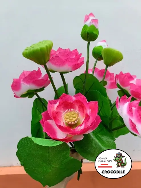 Cành hoa sen trang trí đầy đủ hoa lá đài sen giá tốt nhất - Sản xuất tại Việt Nam - Decor, Decor Phòng 1