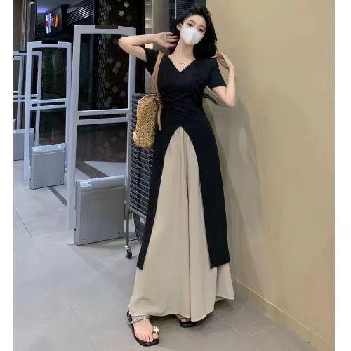 Quần Áo Nữ Ngoại Cỡ Hàng Mới Về Năm 2025, Bộ Đồ Váy ngắn Mỏng Giấu Flab, Áo Ngắn Tay Mùa Hè Bất Đối Xứng Bộ Đồ Hai Mảnh, Thời Trang, Thích Hợp Cho Bé Gái 4