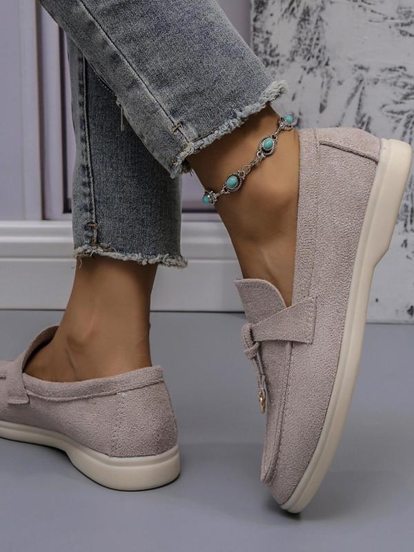 Women's Fashionable Solid Color Knot Design Slip-on Loafers, Elegant Lightweight Flat Loafers for Daily Life, Casual Comfortable Breathable Imitation Suede Shoes 1