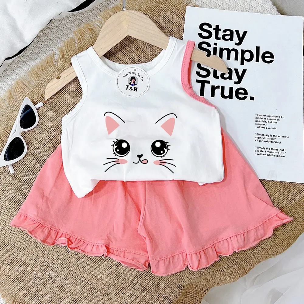 8-40kg Đồ bộ bé gái Sam kids size áo ba lỗ quần xòe bèo cho bé thun cotton mẻ mùa hè , quần áo bé gái dễ thương, quần áo trẻ em hót