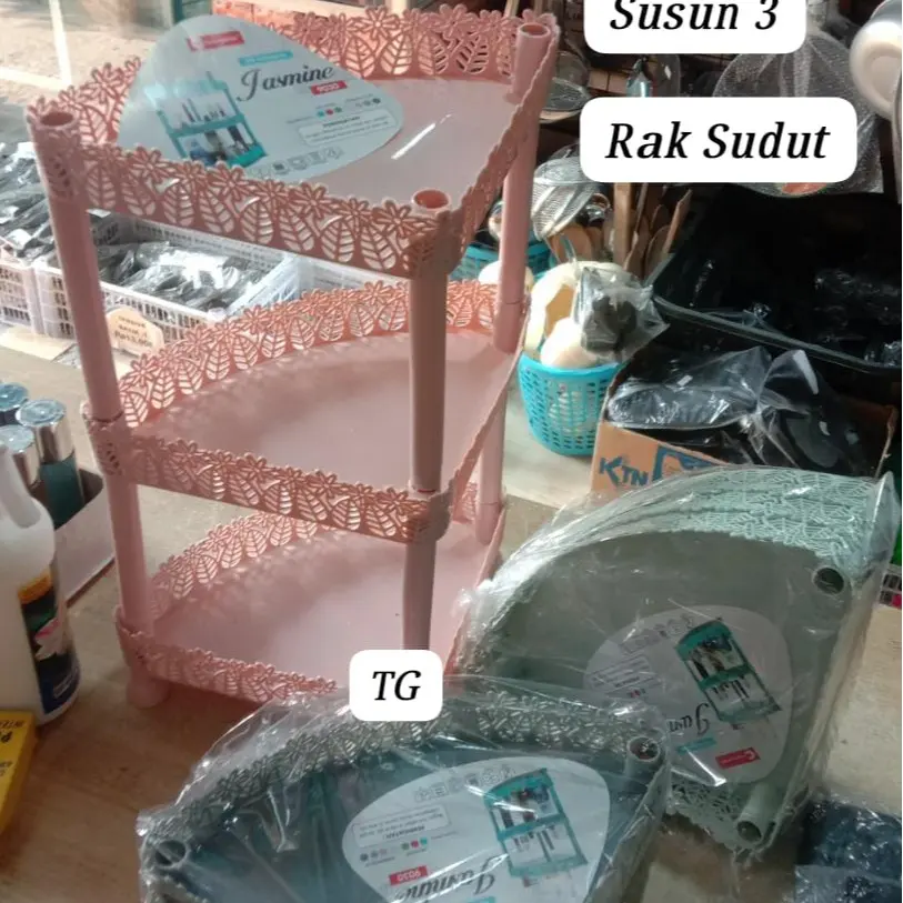 Rak Sudut Jasmine / Rak Bumbu Rak Serbaguna Sudut 3 Susun / Rak Kosmetik / Rak Dapur / Rak Plastik / Rak Bumbu Susun
