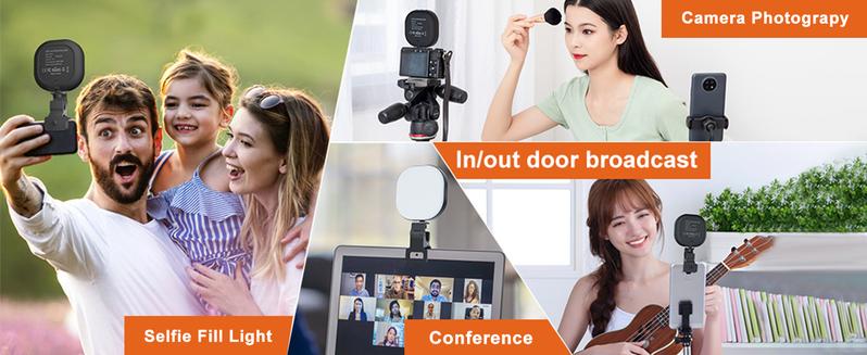 Product Introduction of Mini Selfie Light,5 Light Modes Phone Light Clip on, Phone Selfie Ring with Tripod Stand 2000mAh Rechargeable & Adjusted, Ring Selfie Light for Conference/Camera Light-for Makeup/YouTube Live 5