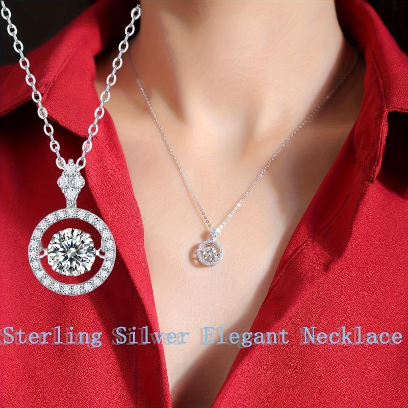 1 carat 925 sterling silver moissanite pendant necklace Star ring with diamond necklace Business white-collar elegant ladies pendant necklace Niche high-end jewelry Holiday couple creative sweet gift Exquisite headdress wire  wrapped  jewellery evil eye 6