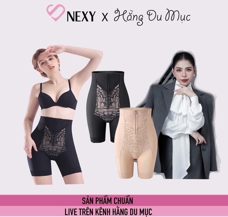 {Snexy- Quần định hình}: Ren cánh bướm Quần định hình chính hãng Hằng Du Mục live HỖ TRỢ Nâng Mông + Phẳng Bụng Cho Nữ - Màu sắc Be + Đen Size M L XL XXL Women .quần gen nịt bụng sau sinh hằng du mục quần định hình eo