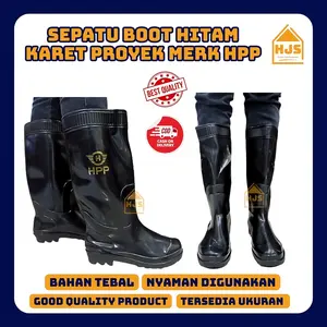 [HJS] Sepatu Pria boot Hitam karet Anti Air Anti Slip Tinggi 38 Cm / Sepatu boots karet proyek berkebun bahan pvc anti air