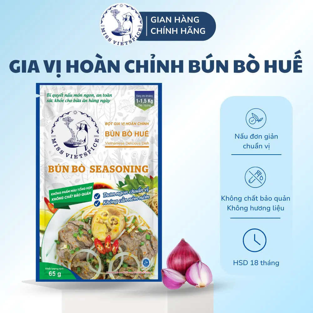 Gia Vị Trân Châu l Gói gia vị hoàn chỉnh nấu BÚN BÒ HUẾ 65g