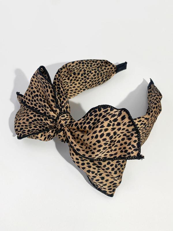 Leopard Print Bow Decor Headband for Women & Girls, High Head Thick Sponge Non-slip Wide Band Hair Hoop for Daily Wear, Party Hairstyles, Hair Accessories for Daily Clothing Decor, Gifts for Her 2