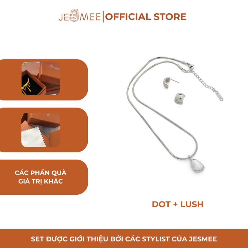 JESMEE MIX SET Set vòng cổ khuyên tai bạc Dot + Lush Titan Jesmee - N2886B-E65030