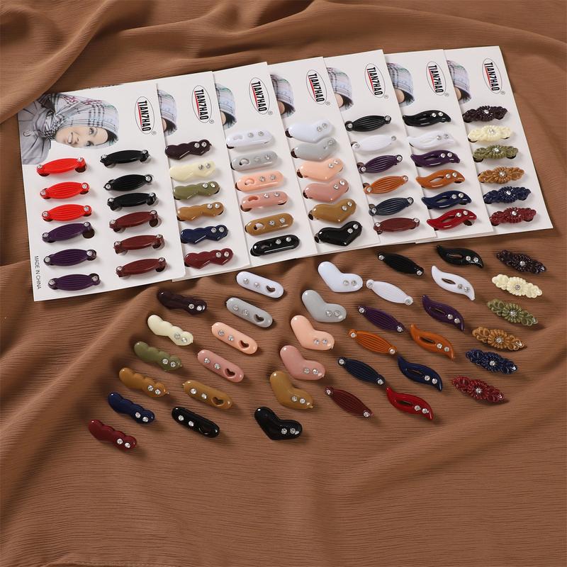 Product Introduction of 12PCS/Set Muslim Plastic Hijab Pins Oval-Shape Macaroon Pins for Hijab Shawl Islamic Accessories  Safety Pins Hijab Pins Silk Scarf Clip Scarf Buckle 27
