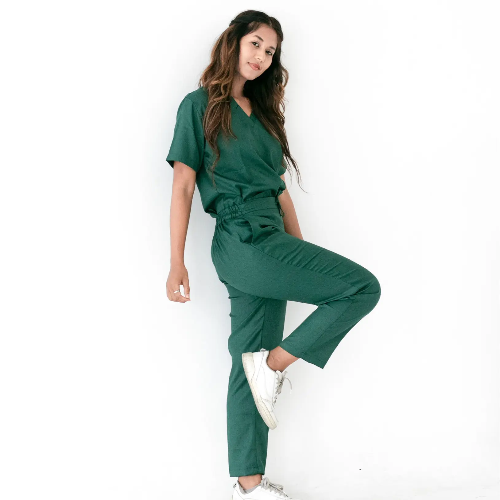 [Two Tone Collection Hijau] Alloscrub/Allo scrub/Scrub Dokter / Baju Jaga Dokter / Baju OK / Baju Perawat / Dokter Lengan Pendek Warna Hijau Denim