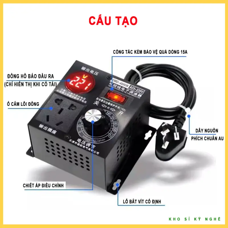 Bộ Điều Khiển Tốc Độ Động Cơ 220VAC WBT-4KW, Điều Chỉnh Điện Áp, Tốc Độ, Công Suất Động Cơ 2