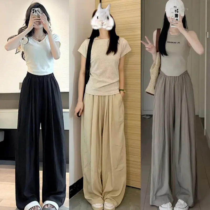 [FREESHIP] Quần Ống Rộng Nữ Vải Đũi Mát Cao Cấp 4 Màu Hót Hít, Cạp Cao Lên From Xinh Ong Women Đen