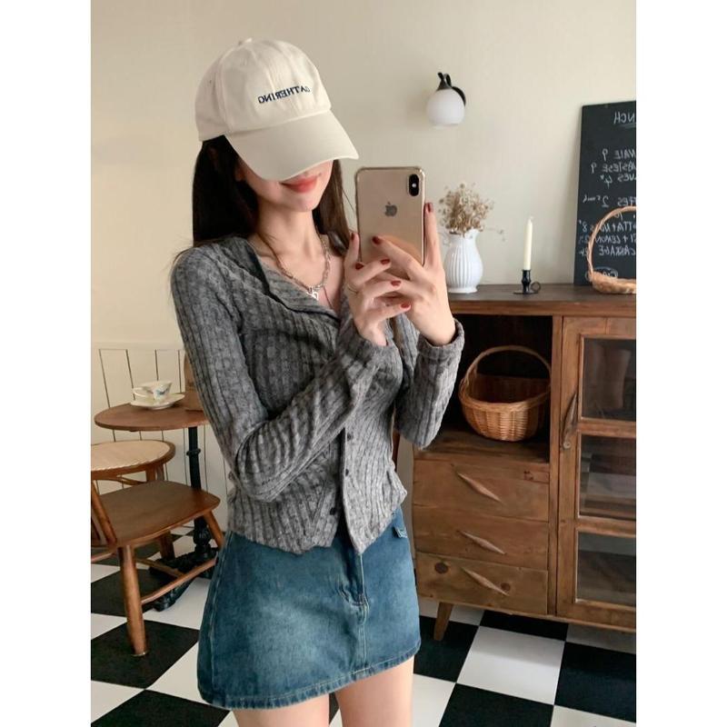 Áo Thun Dài Tay Áo Cánh, Dáng Ôm Trên Vai, Phong Cách BM, Có Thể Mặc Ngoài Trời, Phong Cách Độc Đáo Dễ Thương Và Gợi Cảm, Bó Sát, Thích Hợp Cho Đầu Mùa Thu, Mỏng 4