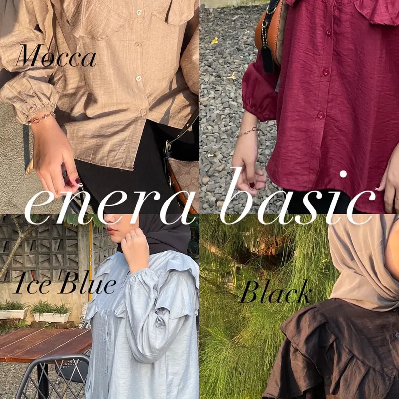 ENERA BASIC Kemeja Yura Ruffle Blouse Polo Linen Wanita Santai 4