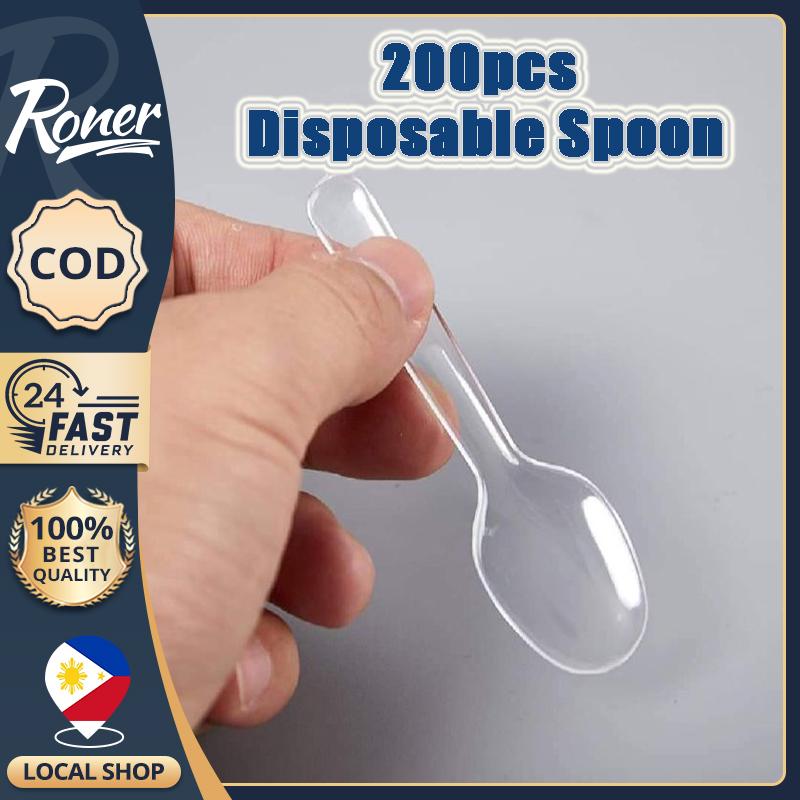 200pcs Mini Clear Plastic Spoons Disposable Spoon Universal Jelly ...