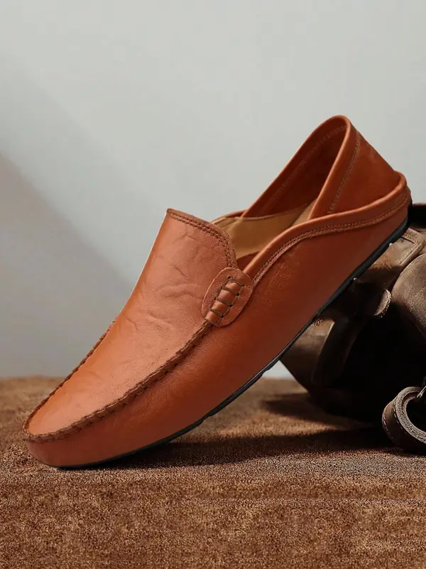 Men's Casual Solid Color Slip-on Loafers, Fashionable Comfortable Non-slip Shoes for Daily Wear, Lightweight Breathable Shoes for All Seasons, Boy 2