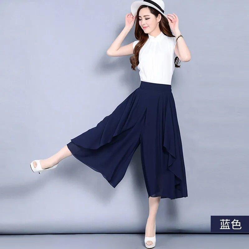 Product Introduction of Quần Váy Culotte, Phong Cách Quý Cô, Quần Ống Rộng, Dành Cho Nữ, Chất Liệu Voan, Quần Thường Ngày Phong Cách Hàn Quốc, Dáng Rộng Vừa Vặn, Quần Cropped Women Pants 5