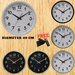 Jam Dinding Besar Jumbo Diameter 40cm Elegant Aesthetic Glamour Polos Minimalis Putih Hitam Chrome Gold Silver Dekko 380