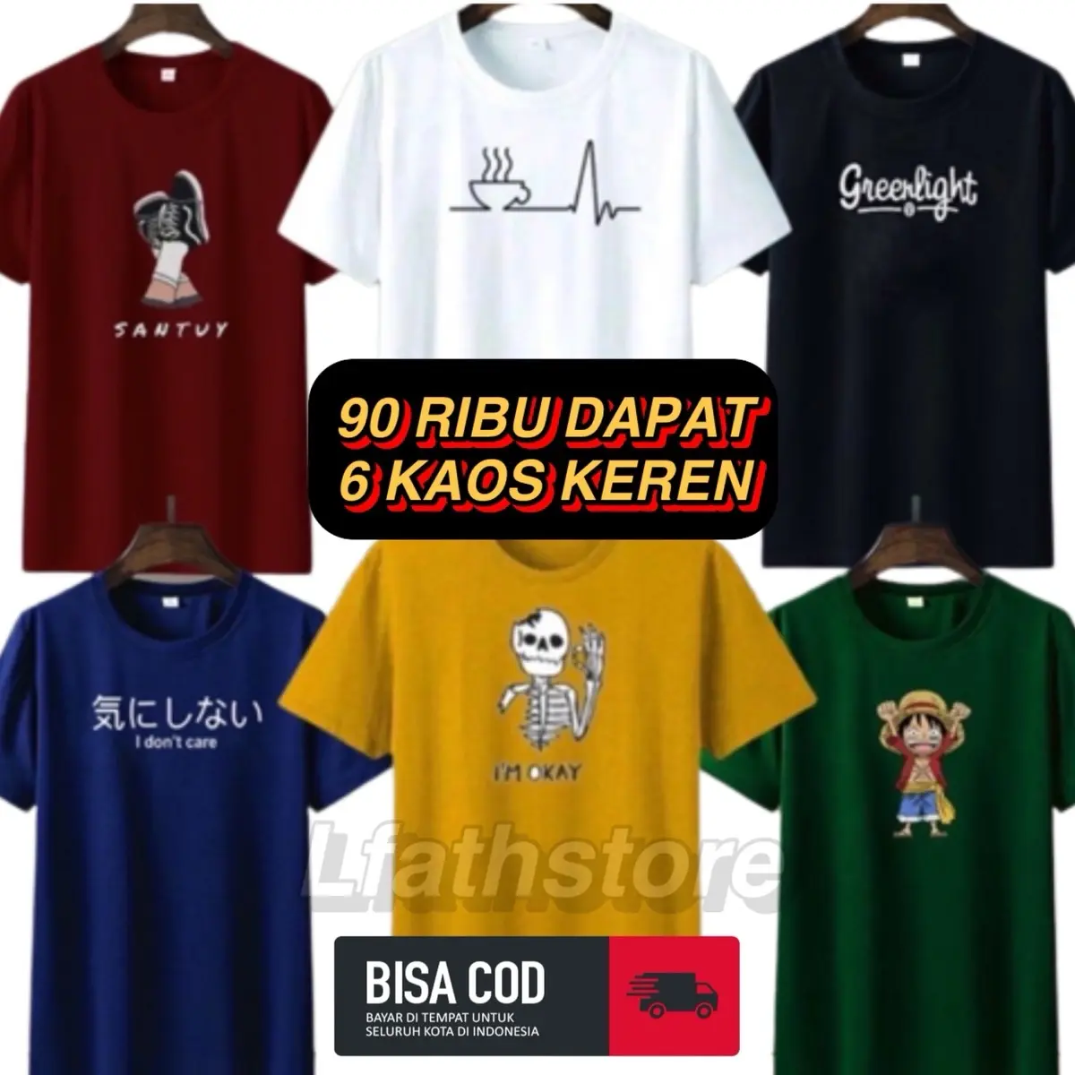Promo Kaos Keren Pria Wanita 100Ribu Dapat 6 Sablon