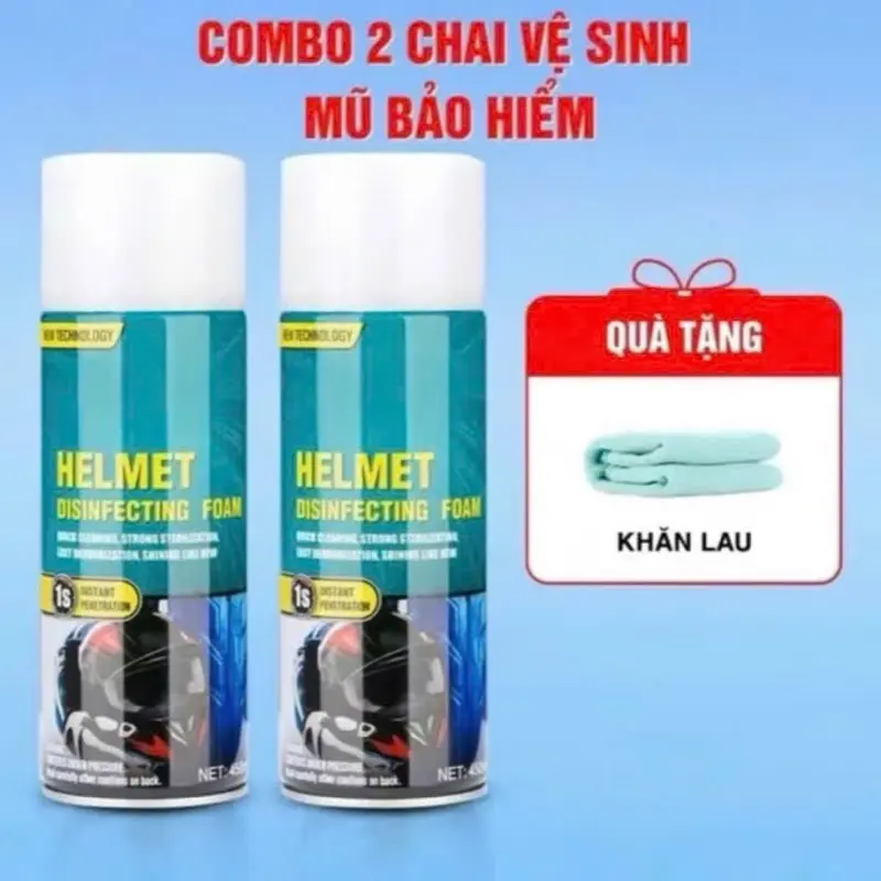 ( COMBO 2) Chai Xịt vệ sinh mũ - nón bảo hiểm - xịt vệ sinh bọt tuyết khử trùng nón bảo hiểm làm sạch nhanh chóng tiện lợi
