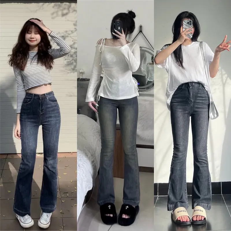Quần Jean Ống Loe Chất Co Giãn QJ10 Nữ Women  Pants Ong Denim 1