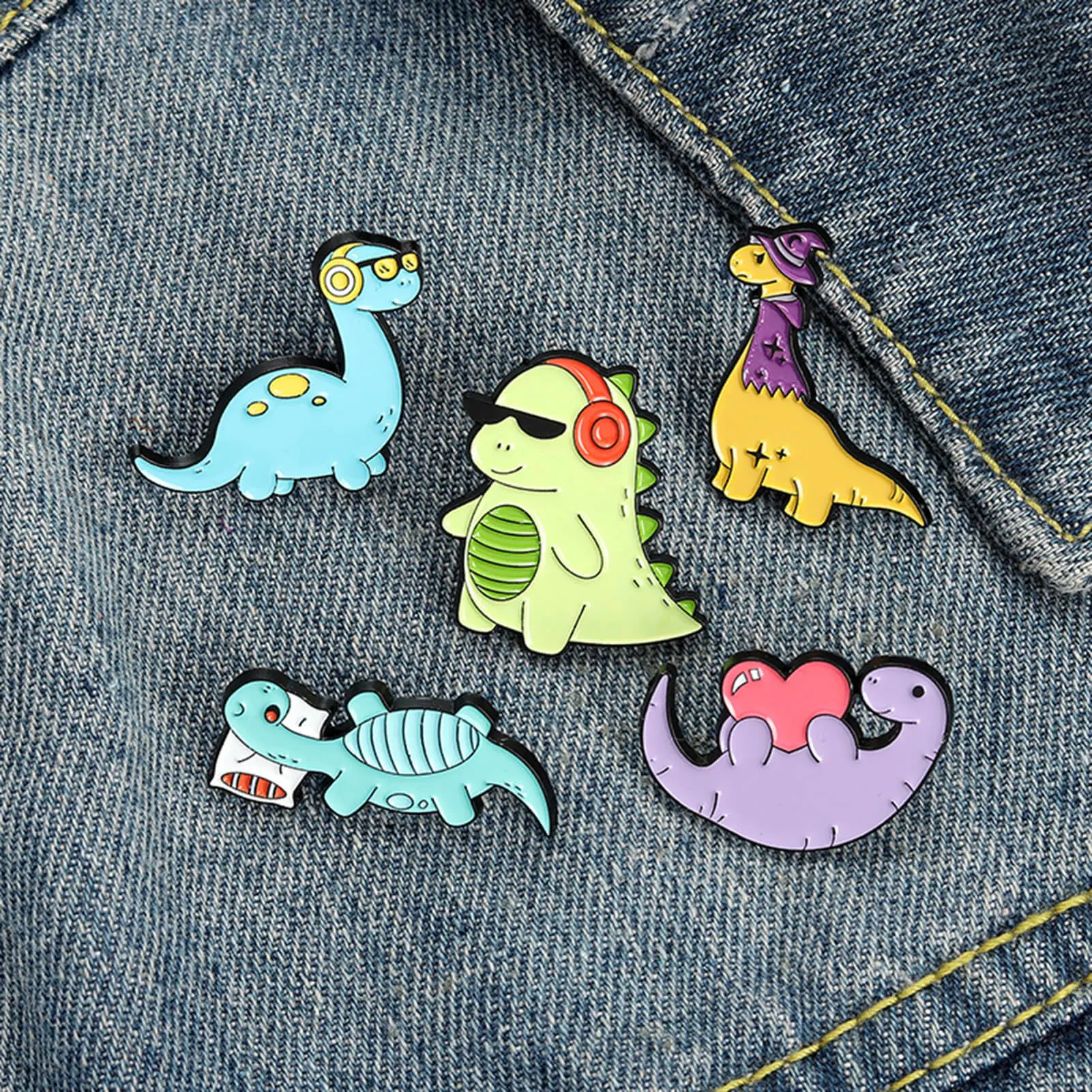Brooch Pin Colorful Dinosaur Decoration Men Women Cartoon Animal Brooch Clothes Decor