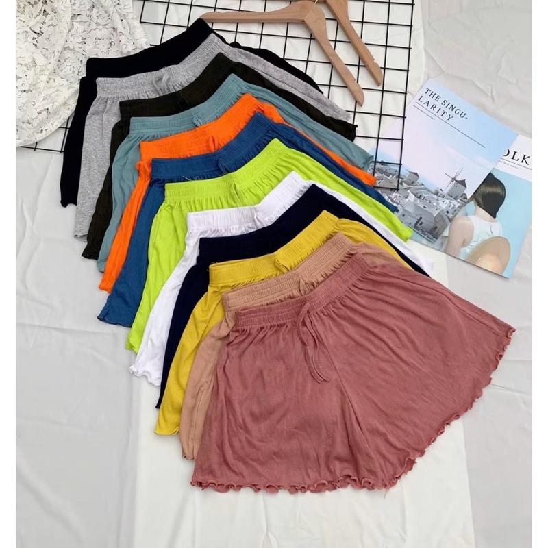 Quần đùi nữ cuốn biên phom xòe lưng thun ống rộng co dãn freesize j92s