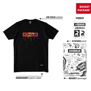 RIZZBEAR Kaos Pria Lengan Pendek Premium Distro Brand Original Melting Paint Black