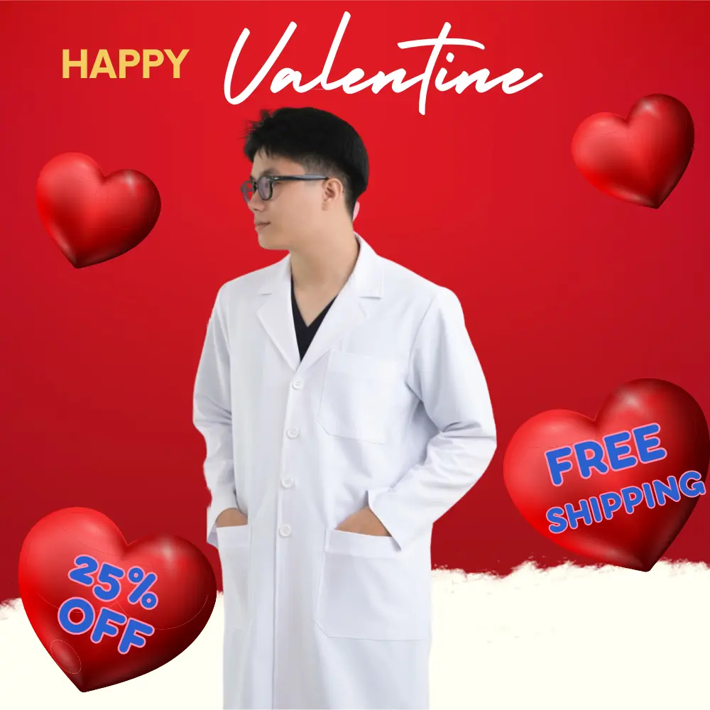 Áo Blouse Nam Tay Dài Cotton–Món Quà Valentine Đặc Biệt Dành Cho Bác Sĩ & Cặp Đôi–Thêu Tên Miễn Phí